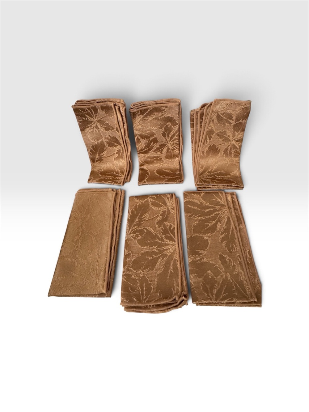 Set of 6 Gold Floral Damask Jacquard Cloth Dinner Napkins 17x17